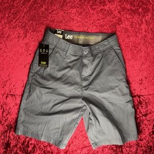 Lee Extreme Motion Chino Shorts Mens 29 Navy Straight Fit 10" Inseam Waistband